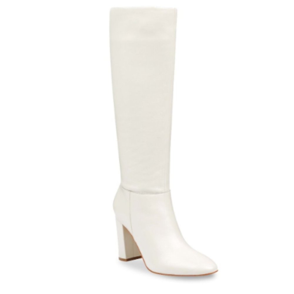 Marc Fisher White Knee-High Block Heel Boots